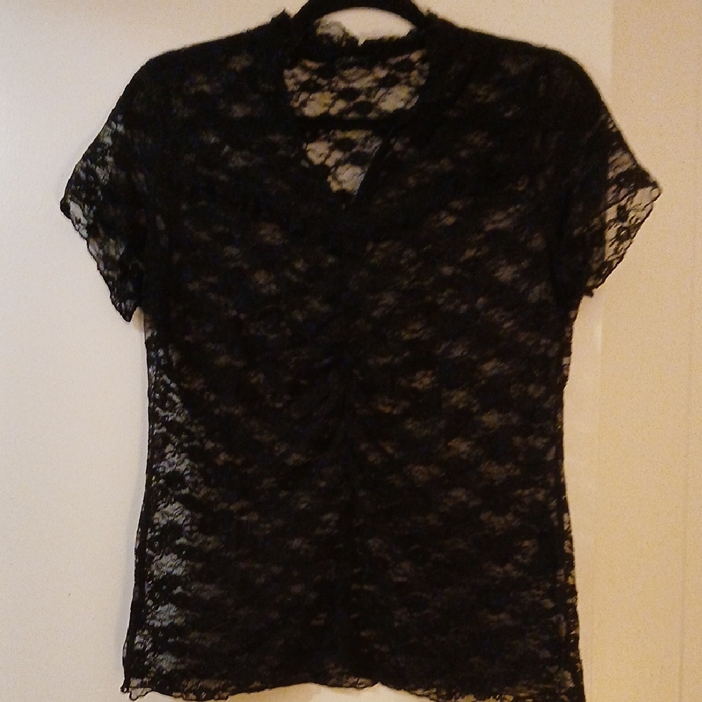 Tribal Elegant See Through Black Lace Top Large